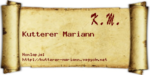 Kutterer Mariann névjegykártya